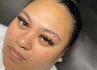 Close-up of elegant eyelash extensions at Tink Cosmetics Ltd, Auckland, Auckland, NZ.
