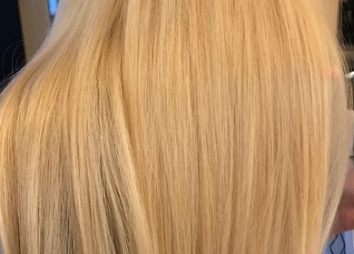 Blonde hair transformation at Dina Laurent Hair | Mind-Beauty Studio in Coquitlam, British Columbia, CA.