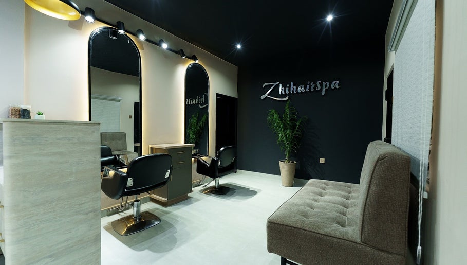 Modern salon interior at Zhihairspa, Port Harcourt, Rivers, NG with sleek chairs and stylish mirrors.