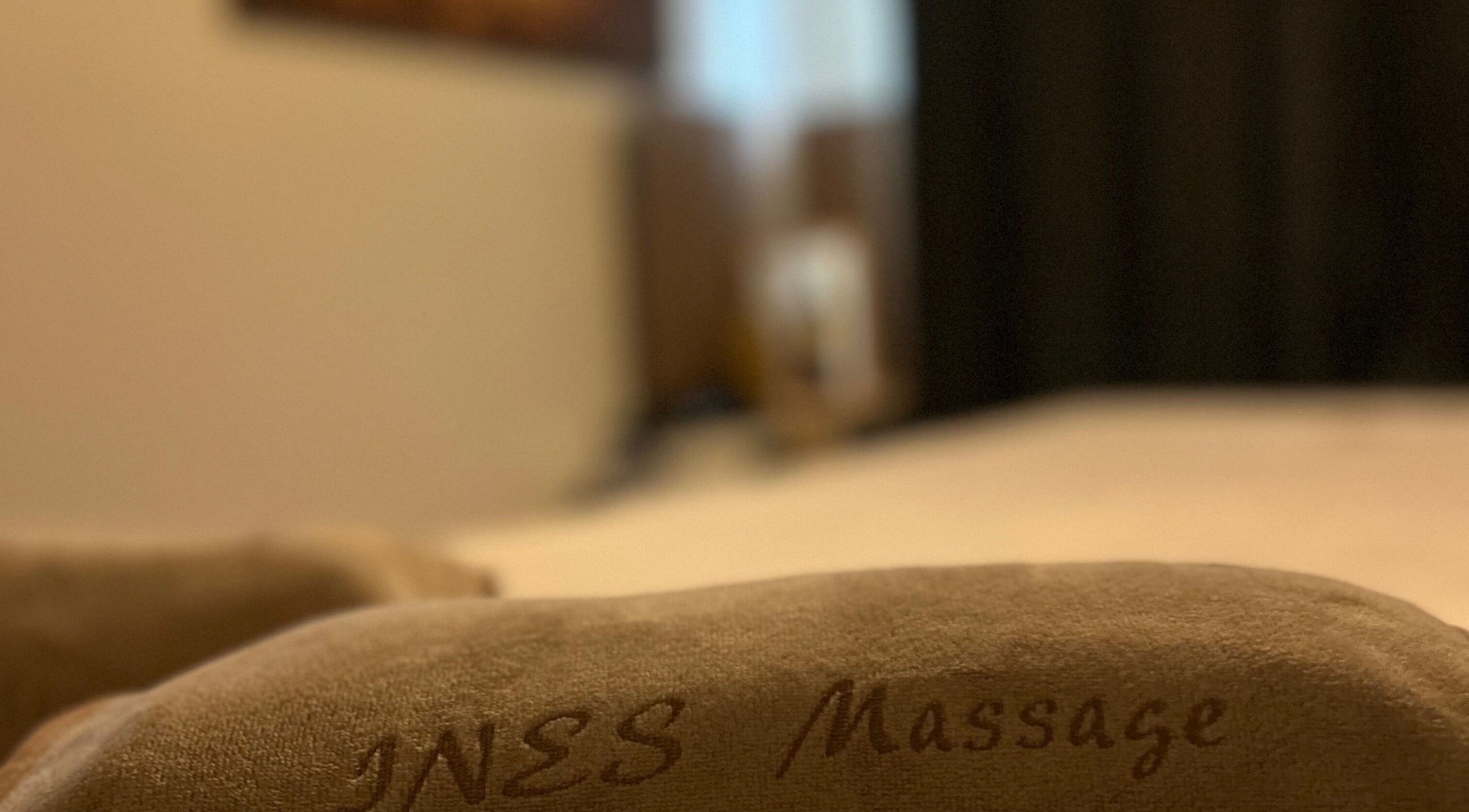 Relaxing massage room at INES MASSAGE, Moorends, England, GB with soft lighting and soothing decor.