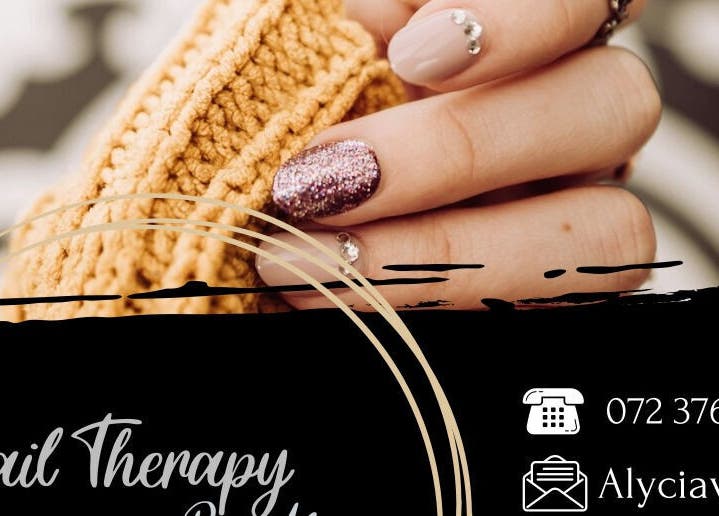 Close-up of glittering nails at Nail Therapy By Alycia, Thabazimbi, Limpopo, ZA, showcasing premium nail art.