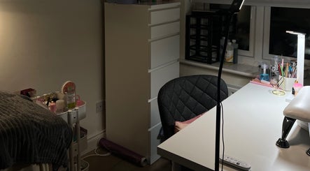 Cozy, well-organized beauty workspace at Beauty_byemxx in Lucan, County Dublin, IE showcasing elegant decor.