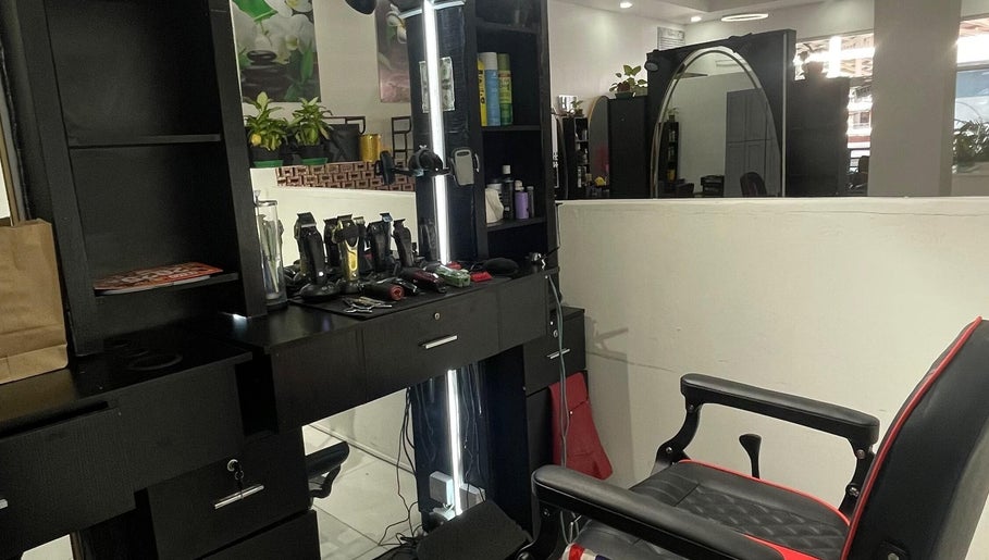 Modern salon chair and tools at Theblazebarbershop, Kingston, St. Andrew Parish, JM.