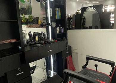 Modern salon chair and tools at Theblazebarbershop, Kingston, St. Andrew Parish, JM.