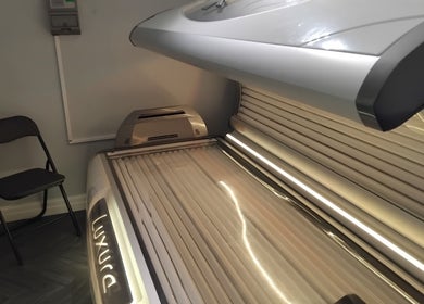 Tanning bed at Hairabelles, Bolton, England, GB, offering premium sunbed services.