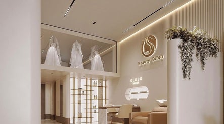 Interior of Laviish Luxe Beauty in Houston, Texas, US, featuring elegant décor and bridal displays.