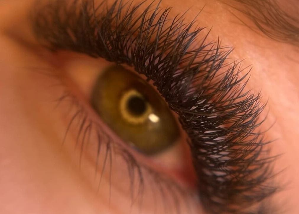 Close-up of enhanced eyelashes from Esthetics by Abbi in Chillicothe, Ohio, US.