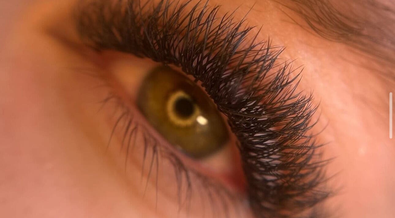 Close-up of enhanced eyelashes from Esthetics by Abbi in Chillicothe, Ohio, US.