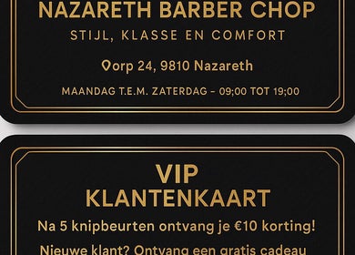 بطاقات VIP أنيقة لصالون حلاق في هاشم، نازاريث-دي بينت، فلاندر، بلجيكا.