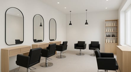Contemporary salon chairs and mirrors at RawLockerz, Fort Lauderdale, Florida, US.