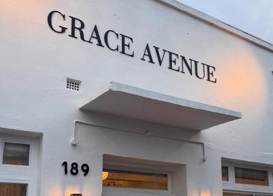 Front facade of The Lune Nails, Perth, Western Australia, AU, featuring 'Grace Avenue' sign.