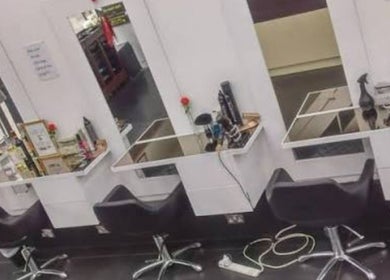 Styling stations at Main d’Or by Grace, West Drayton, England, GB, showcasing a modern salon interior.