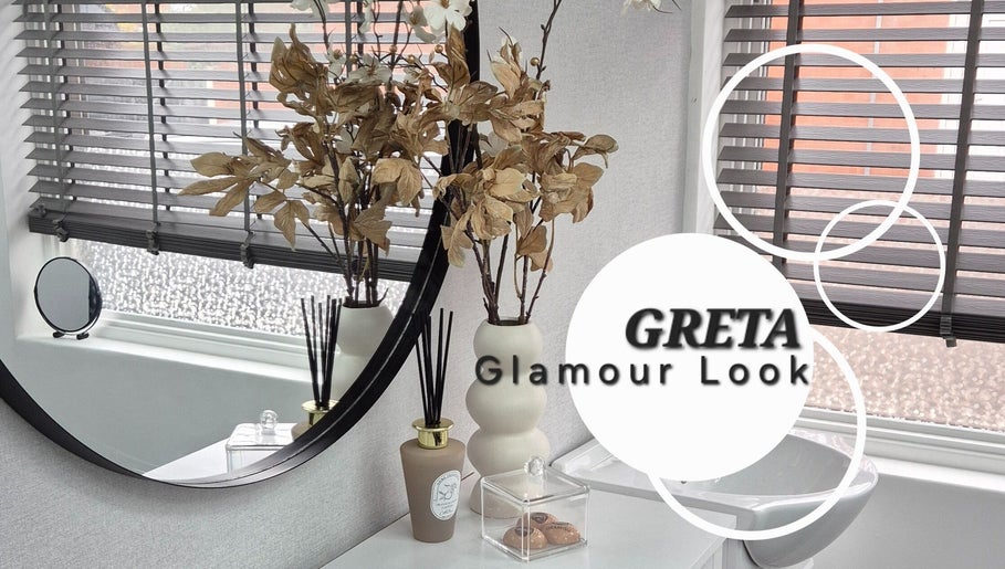 Chic vanity setup with elegant decor at Greta Glamour Look, Leicester, England, GB.