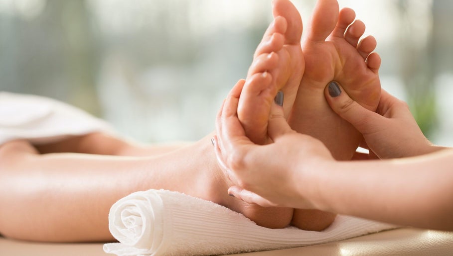 Relaxing foot massage at Zone Therapy in Dromara, Northern Ireland, GB.