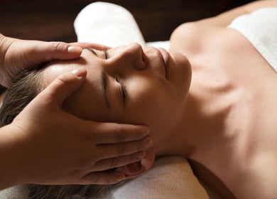 Relaxing head massage at Zone Therapy, Dromara, Northern Ireland, GB, promoting wellness and relaxation.