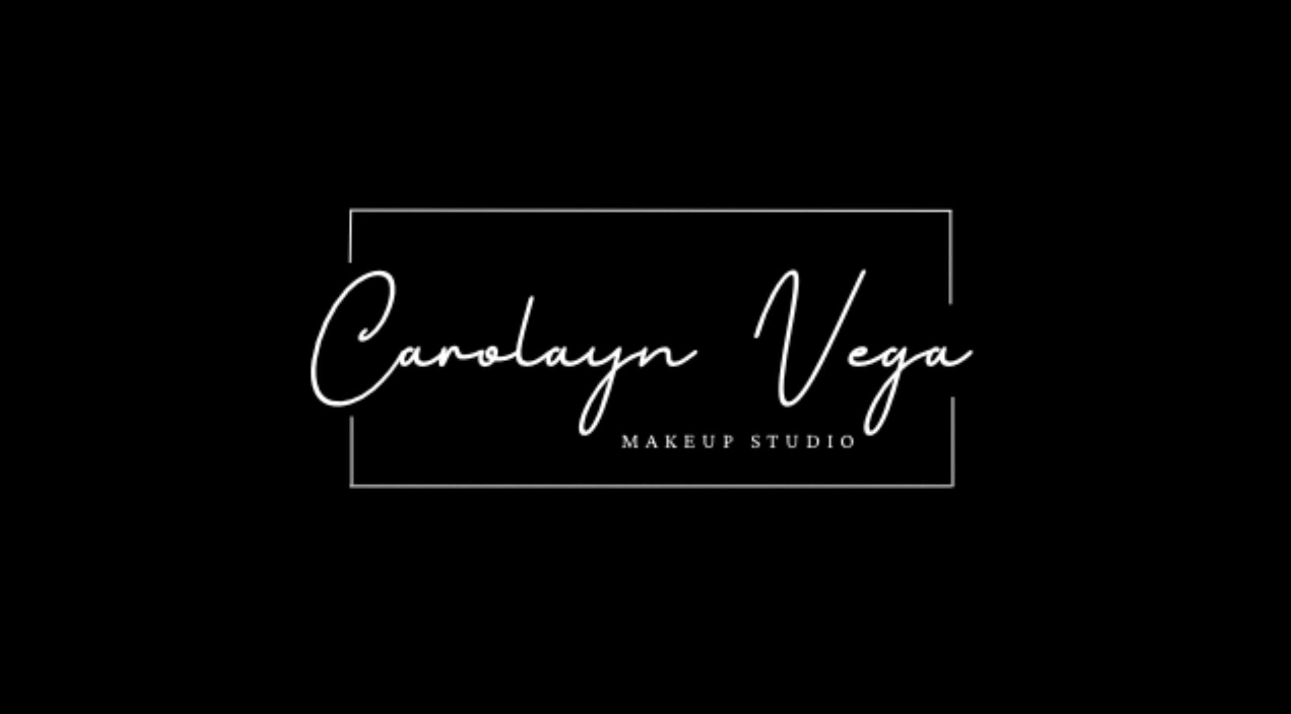 Carolayn Vega Makeup Studio logo on sleek black background, Willemstad, CW.