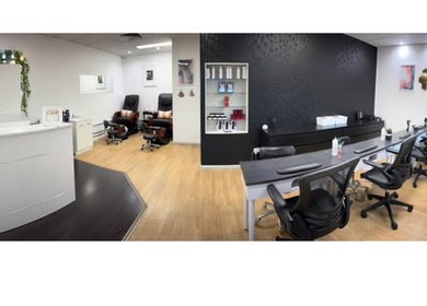 BeautyBar@Hills nail and pedicure stations with elegant decor in Rouse Hill, New South Wales, AU.