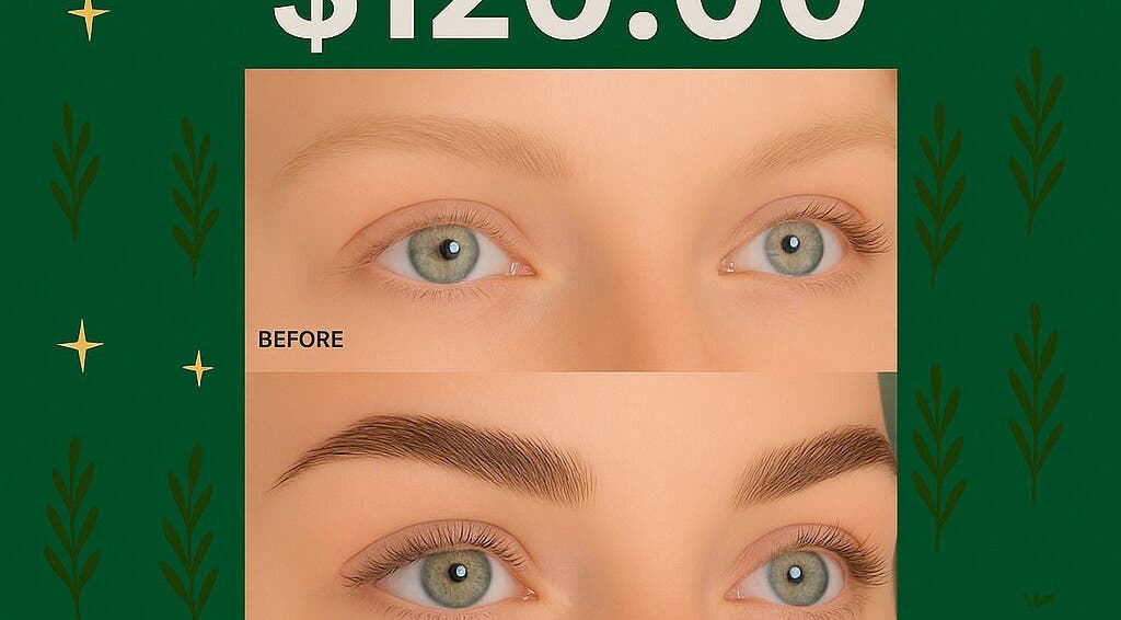 Brow transformation at BeautyBar@Hills, Rouse Hill, New South Wales, AU. Before and after result showcases enhanced brows.