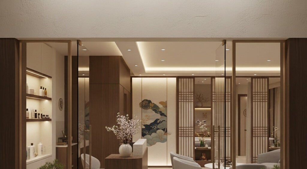 Elegant spa interior at Sanctuary Of You, San Juan, showcasing serene decor and soft lighting for ultimate relaxation.