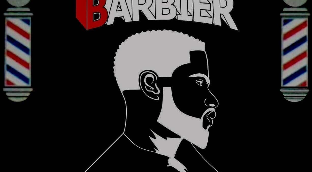 Illustration barbier de BBarbier_off à Mercier, Québec, CA, avec silhouette élégante et pôles iconiques.