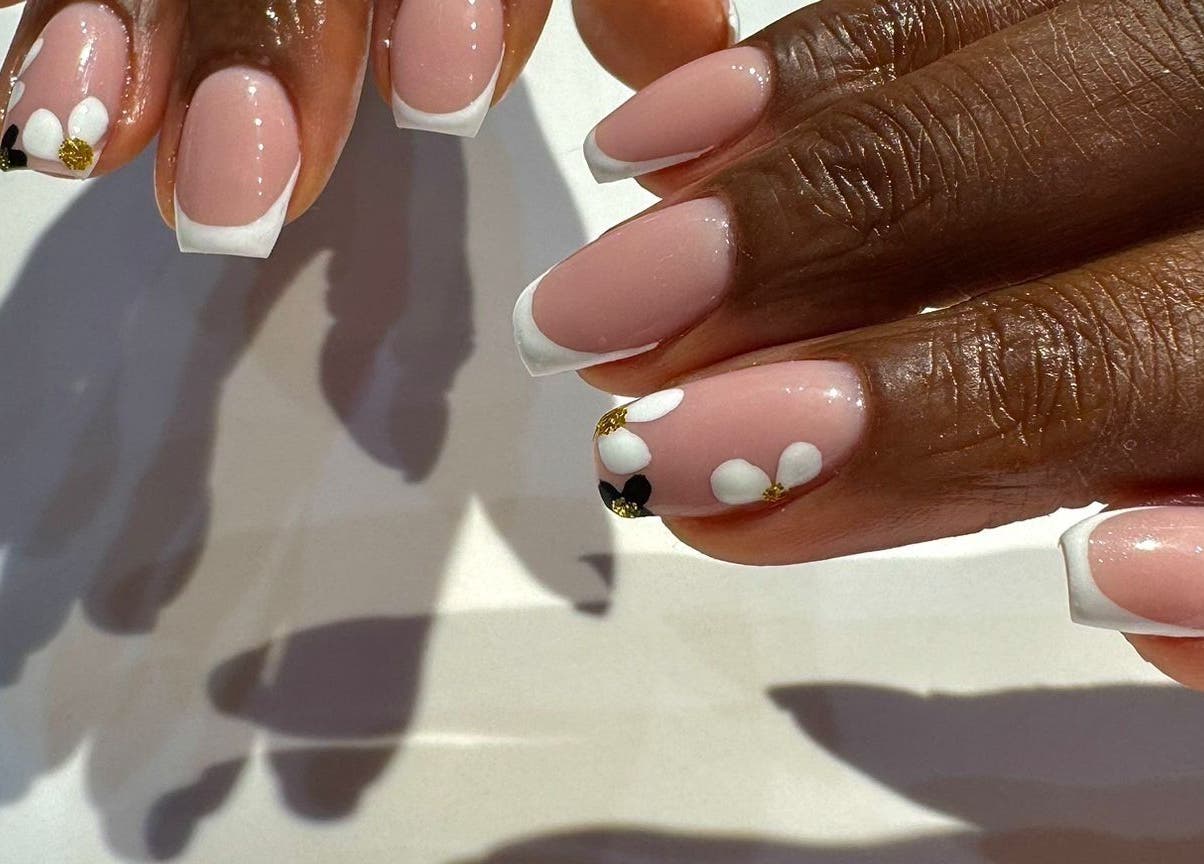 Elegant floral French manicure at Bougie Maison, Dublin 15, County Dublin, IE.