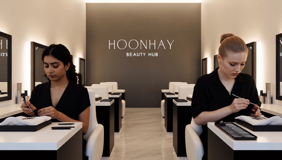 Nail artists working at Hoonhay Beauty Hub, Christchurch, Canterbury Region, NZ.