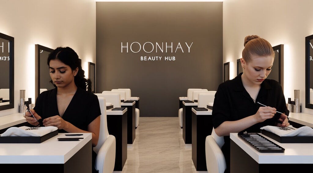 Nail artists working at Hoonhay Beauty Hub, Christchurch, Canterbury Region, NZ.
