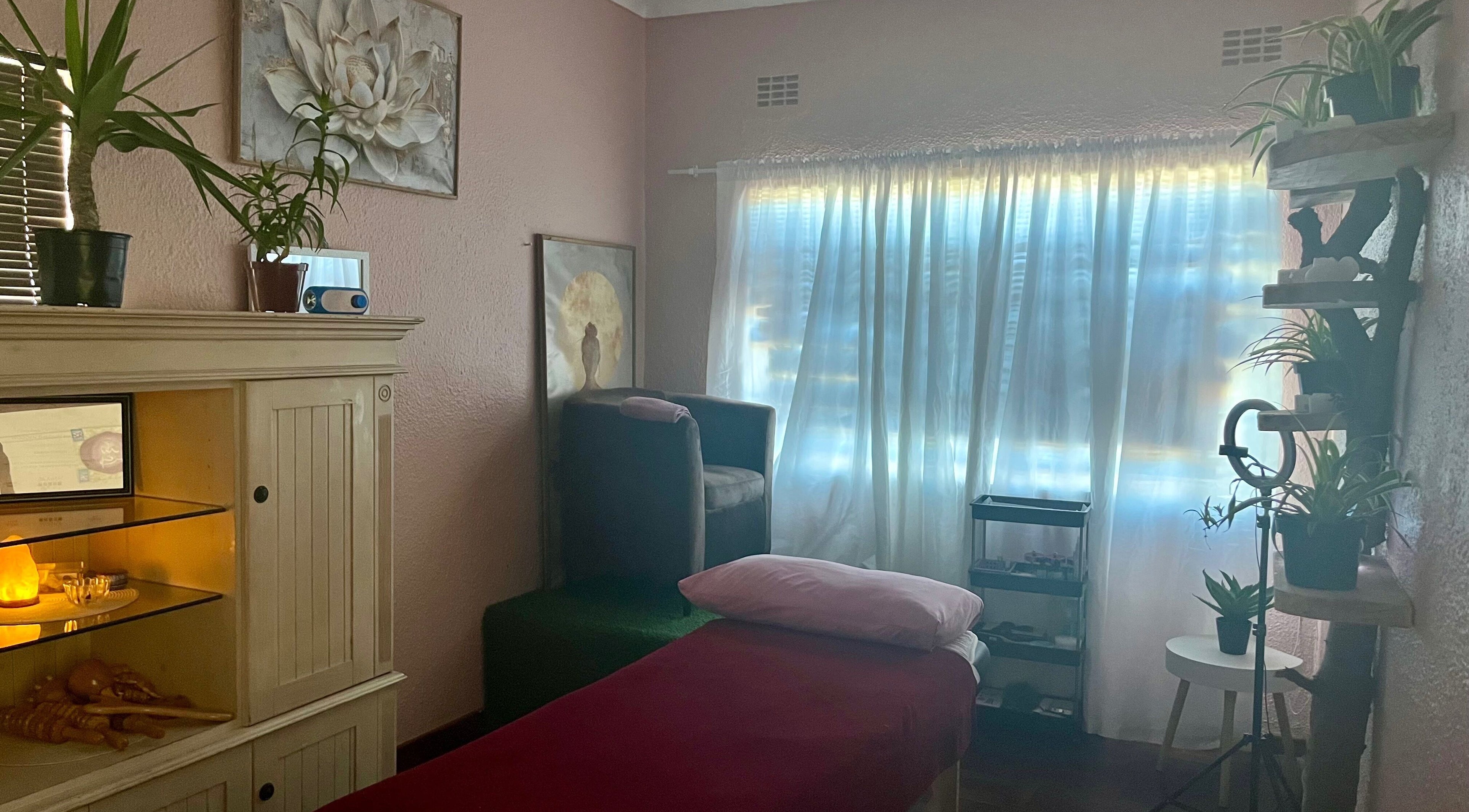 Relaxing treatment room with plants at H.E.R - Heal. Embody. Rise, Cape Town, Western Cape, ZA.