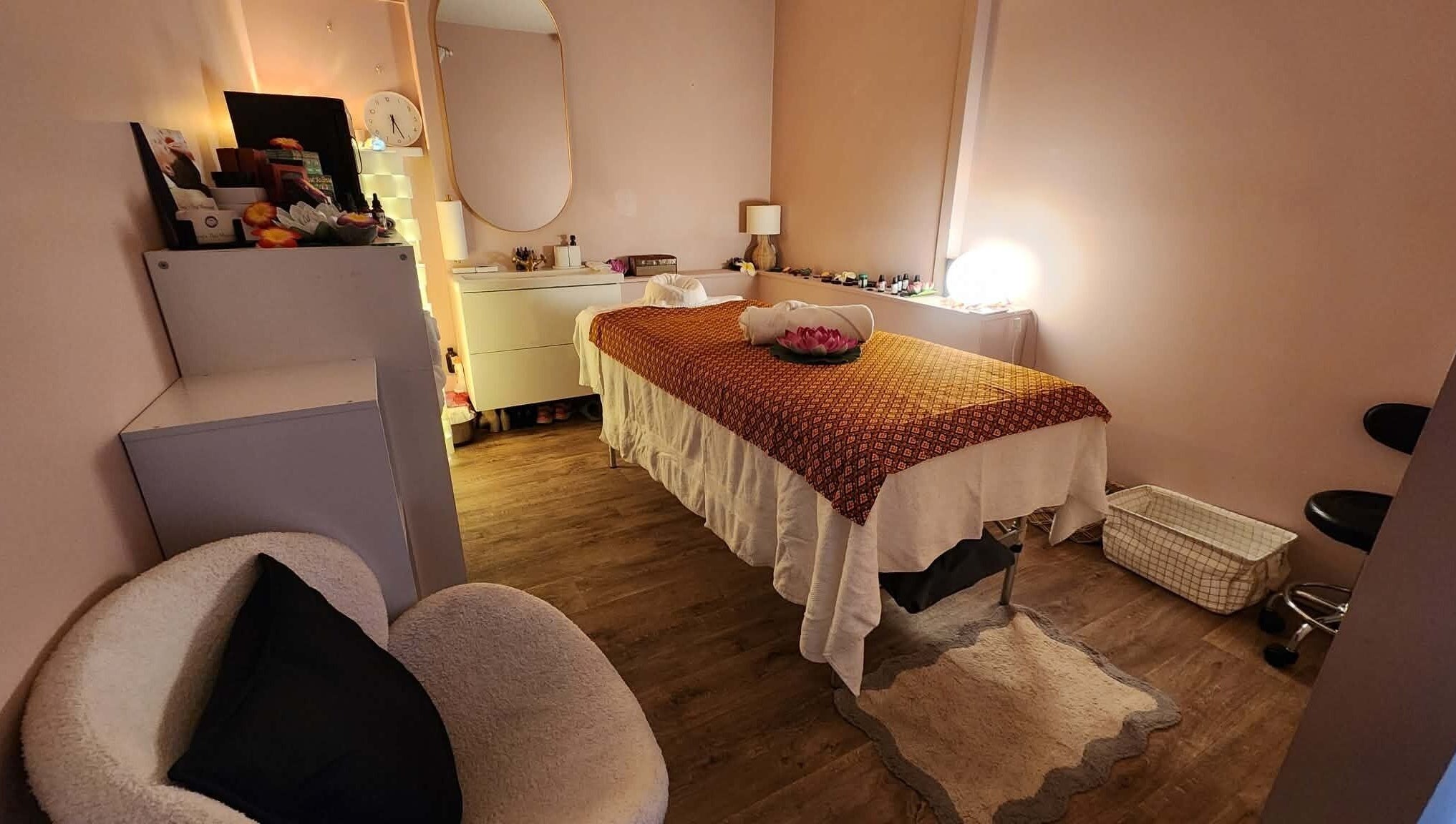 Relaxing massage room at Tassy's Thai Massage, Blair Athol, South Australia, AU, with a cozy ambiance.