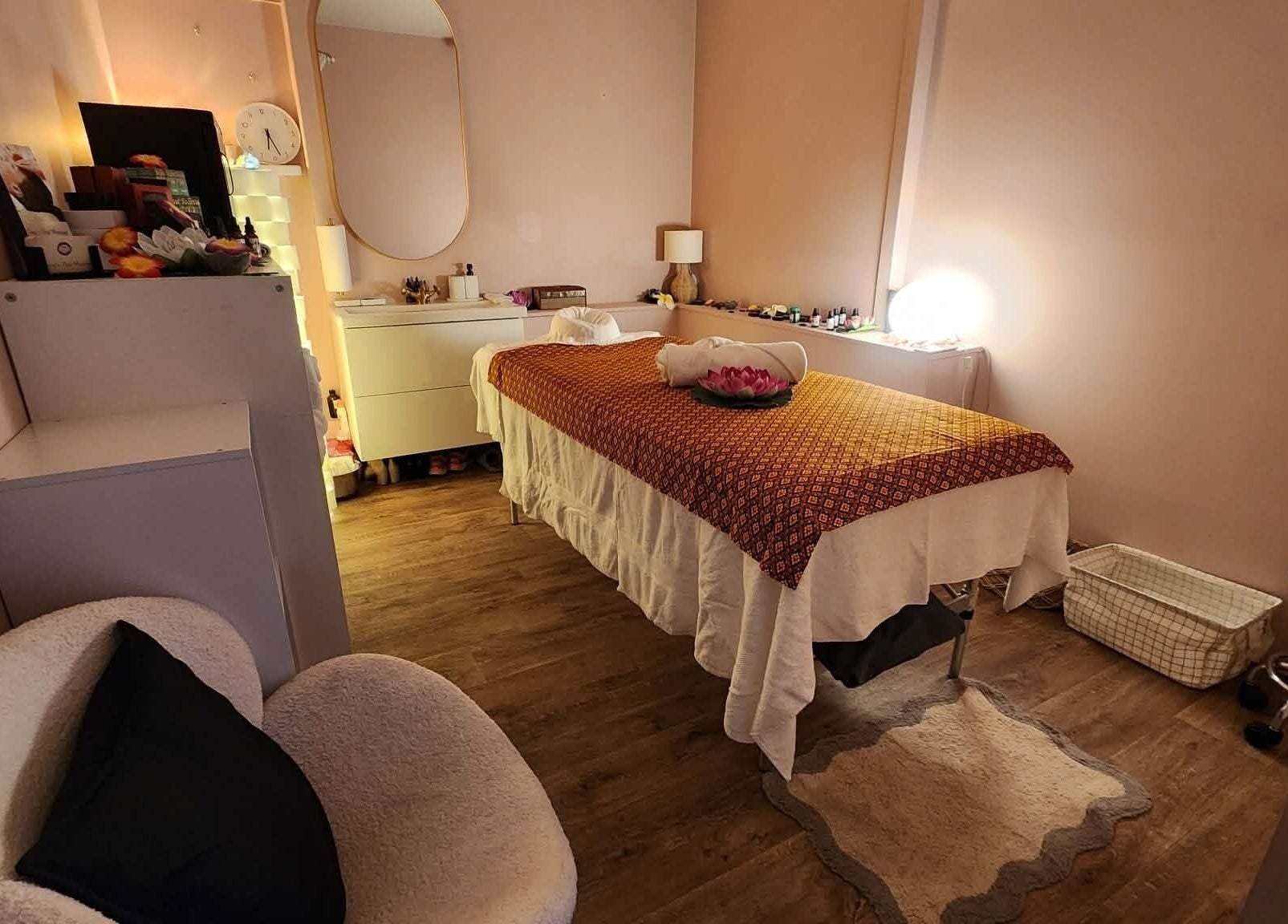 Relaxing massage room at Tassy's Thai Massage, Blair Athol, South Australia, AU, with a cozy ambiance.