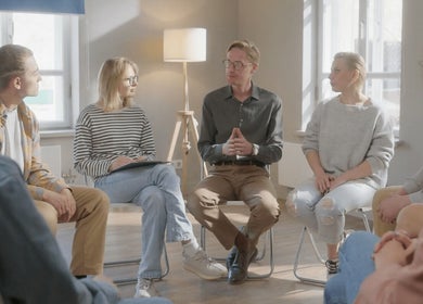 Group therapy session at Infinity Addiction Solutions, Essex, England, GB.