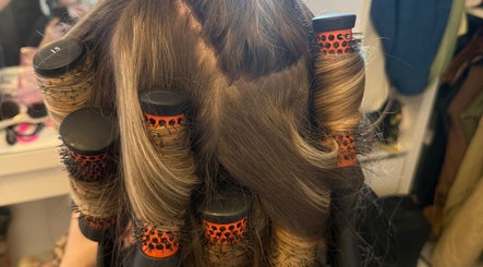 Hair styled with curling brushes at Amy Rose Hair in Newcastle-under-Lyme, England, GB.