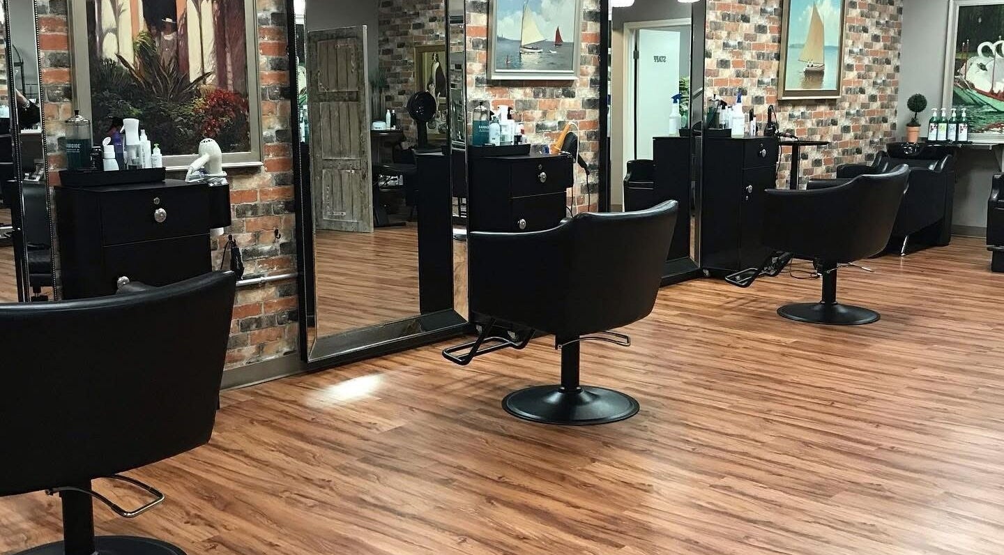 Modern salon chairs and decor at CC the NP @ The Perfect Cut Salon in Topsfield, Massachusetts, US.