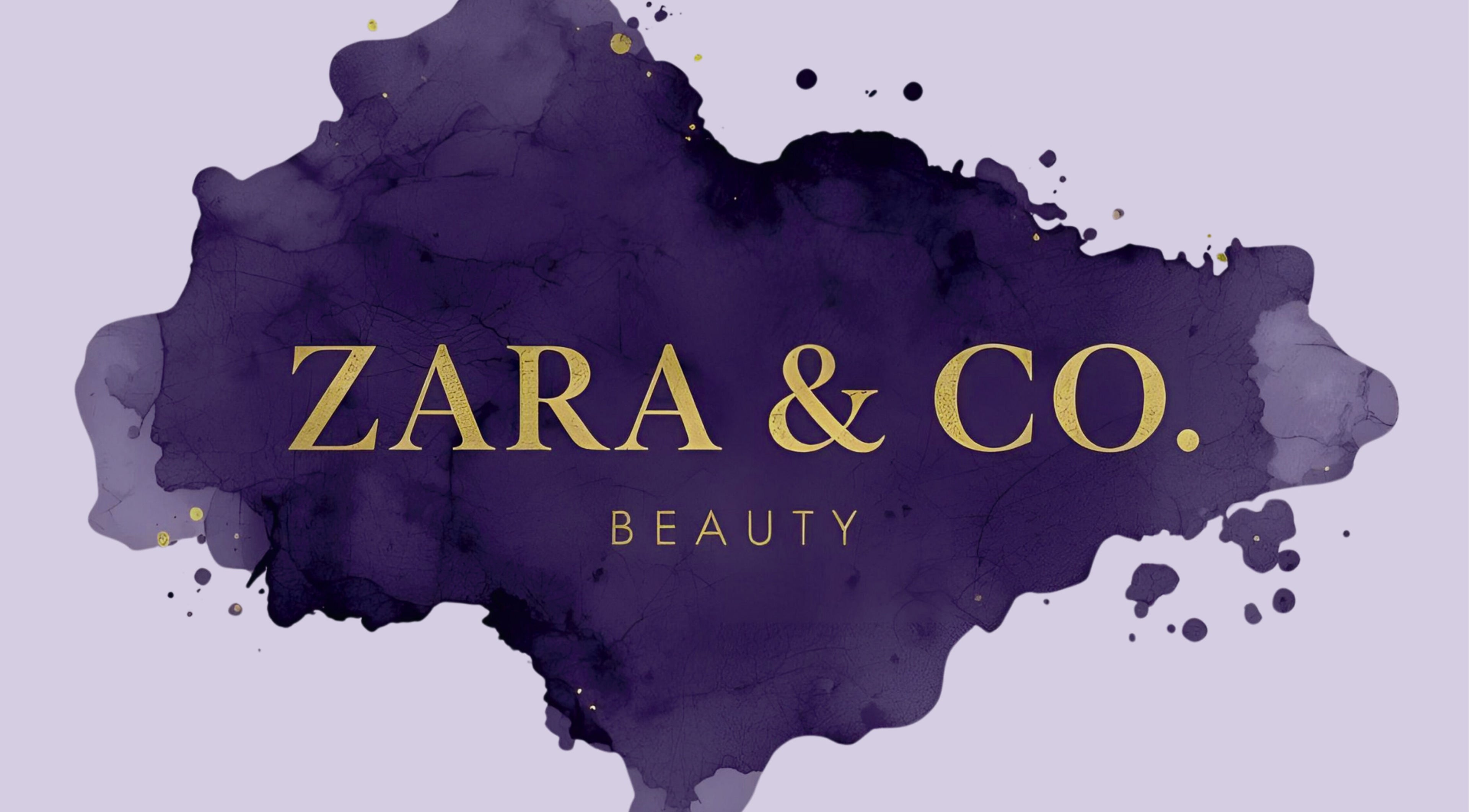 Zara & Co. Beauty logo with purple watercolor splash, Auckland, Auckland, NZ.