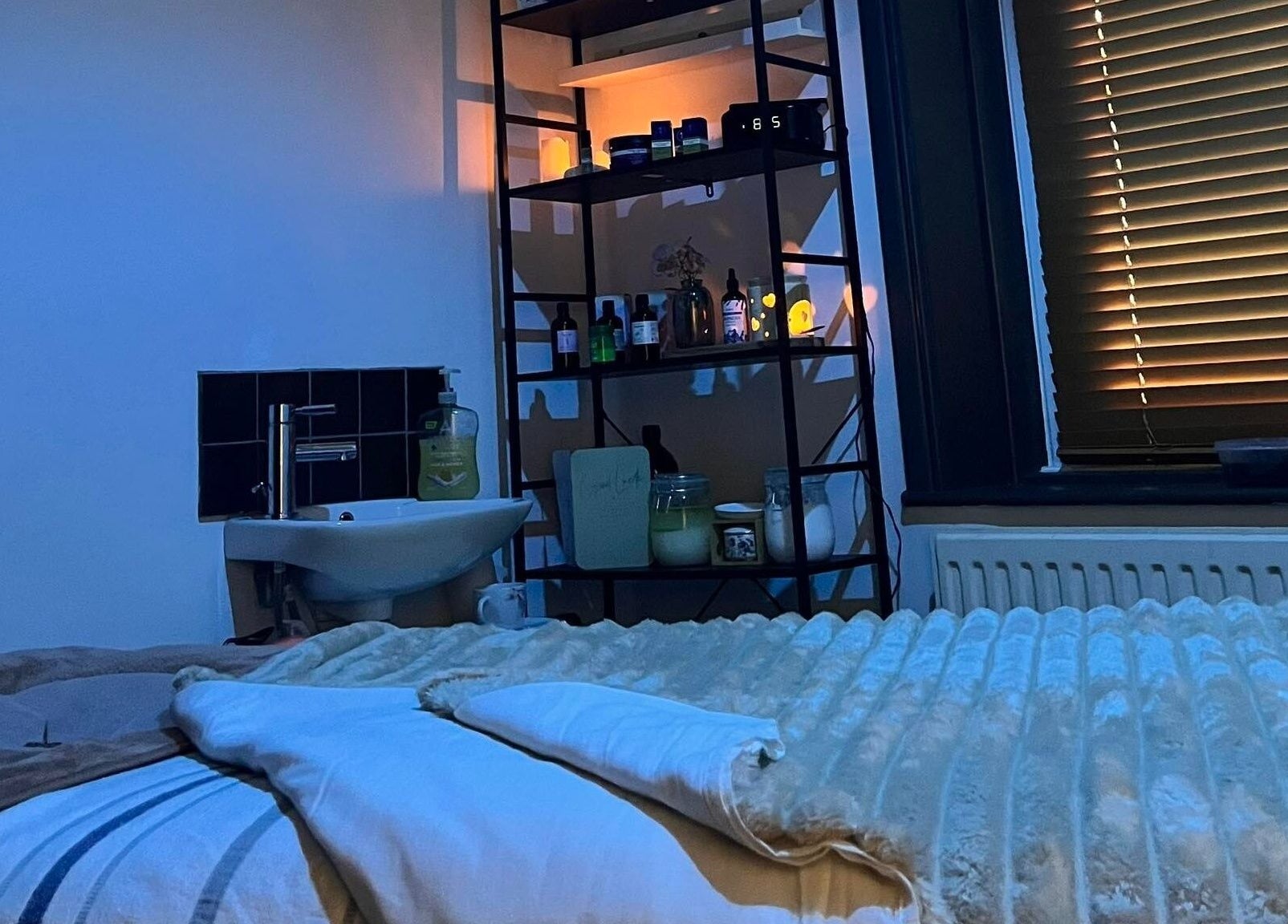 Relaxing massage room at Hattie’s Healing Massage For Ladies, Adlington, England, GB with soothing decor.