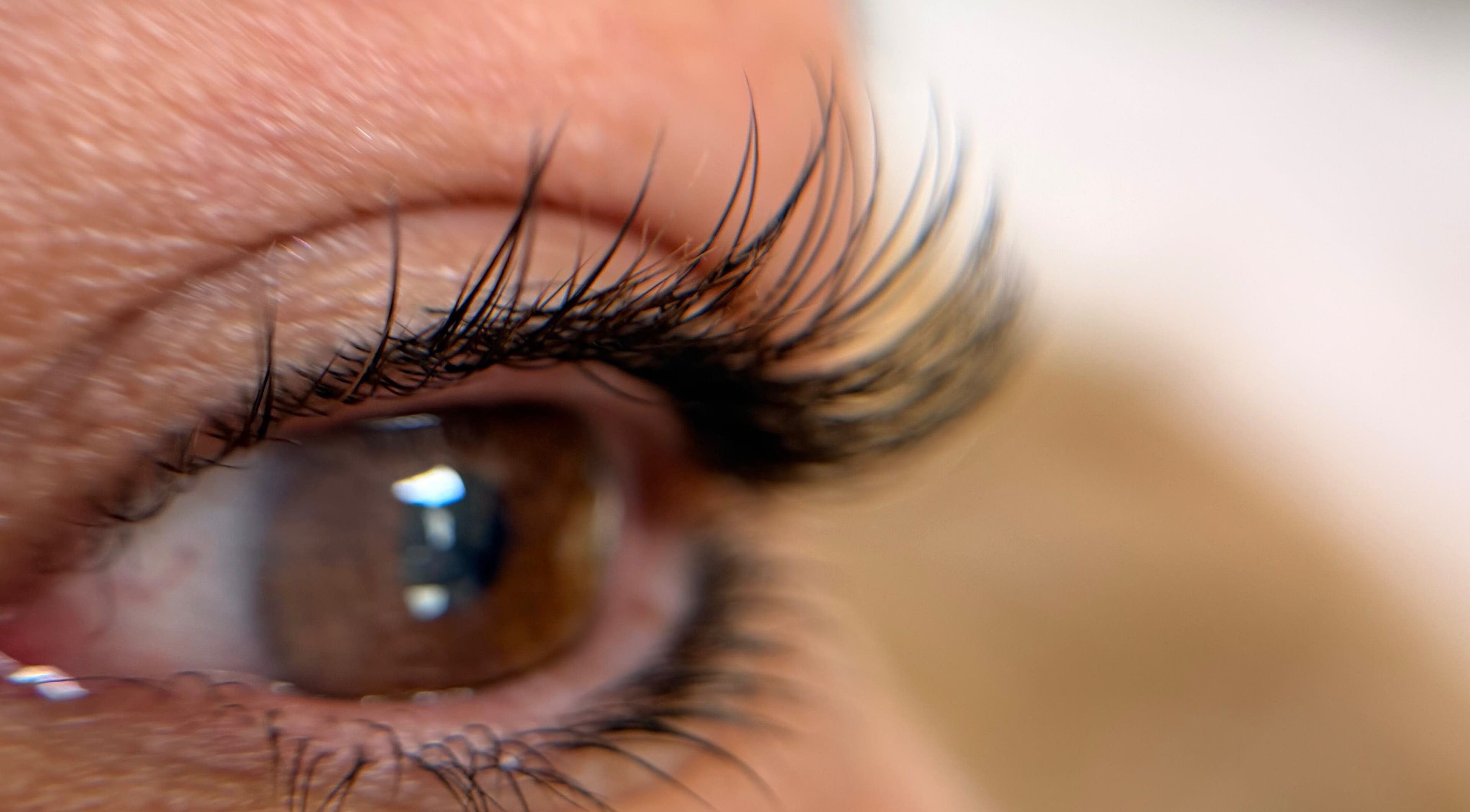 Close-up of expertly applied eyelashes from Yisel Luxe Lashes in Cutler Bay, Florida, US.