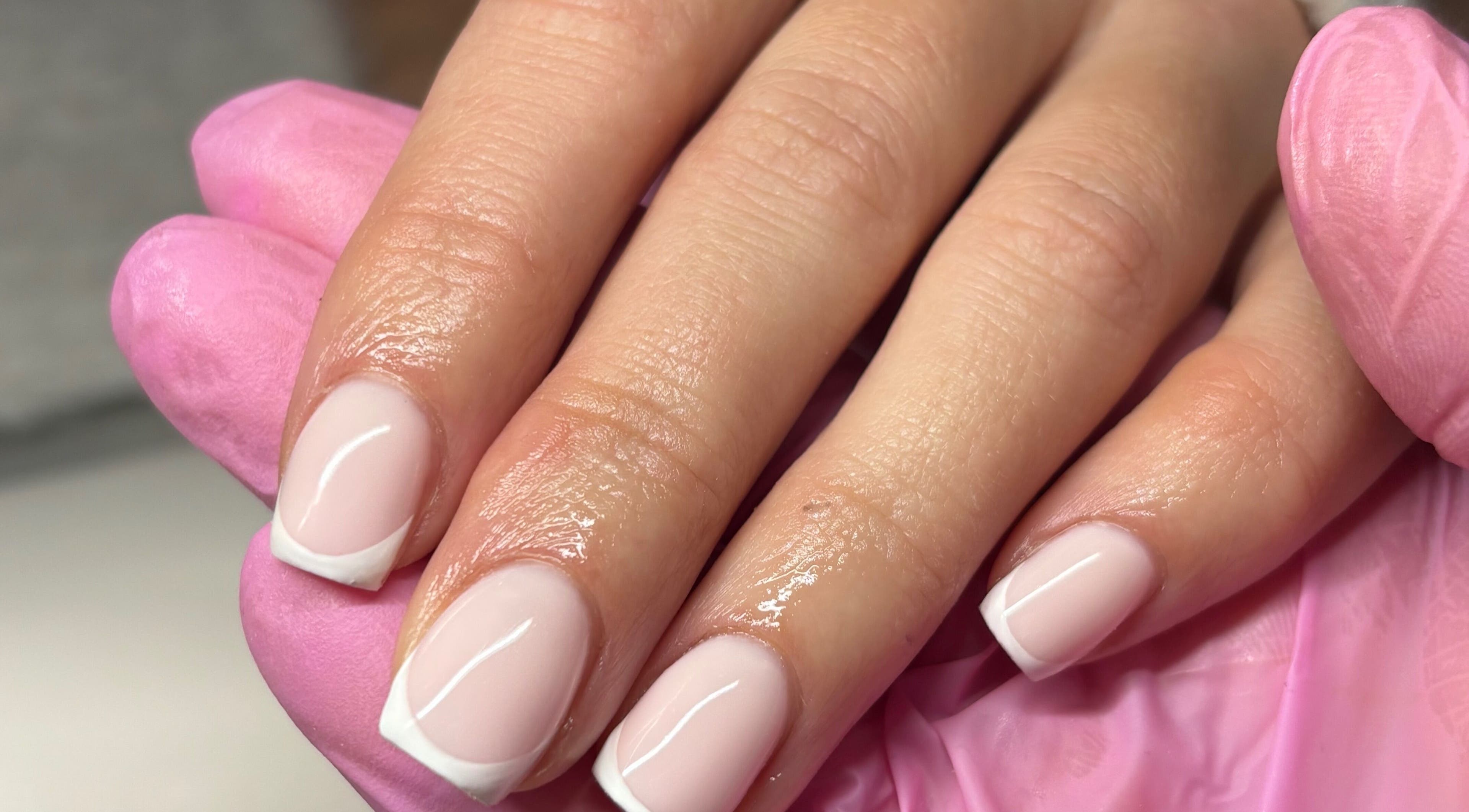 French manicure at Luxury Beauty Salon in Bromsgrove, England, GB. Perfectly polished nails.