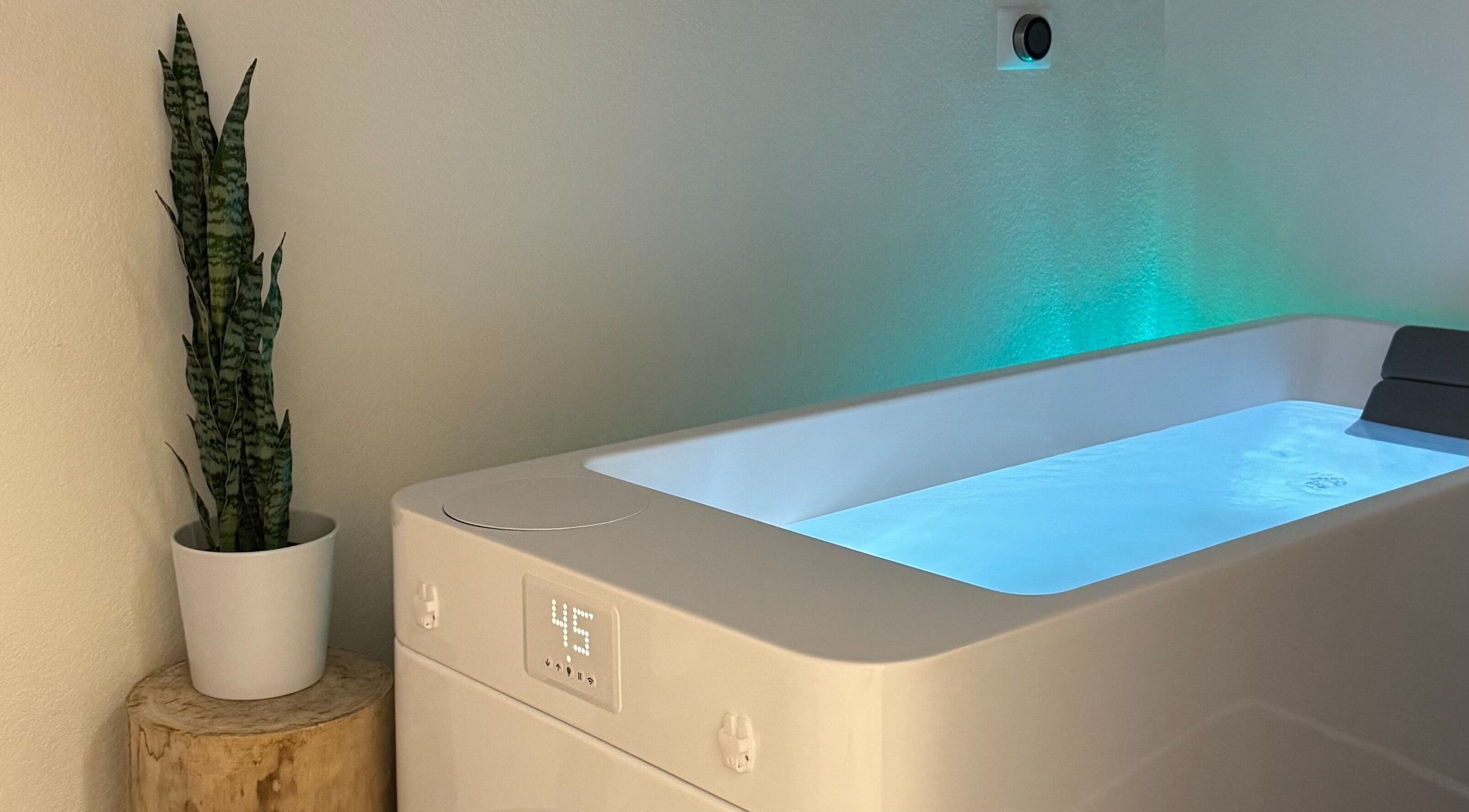 Serene float pod at EverGlo Studios in Henderson, Nevada, US, offering a relaxing wellness experience.