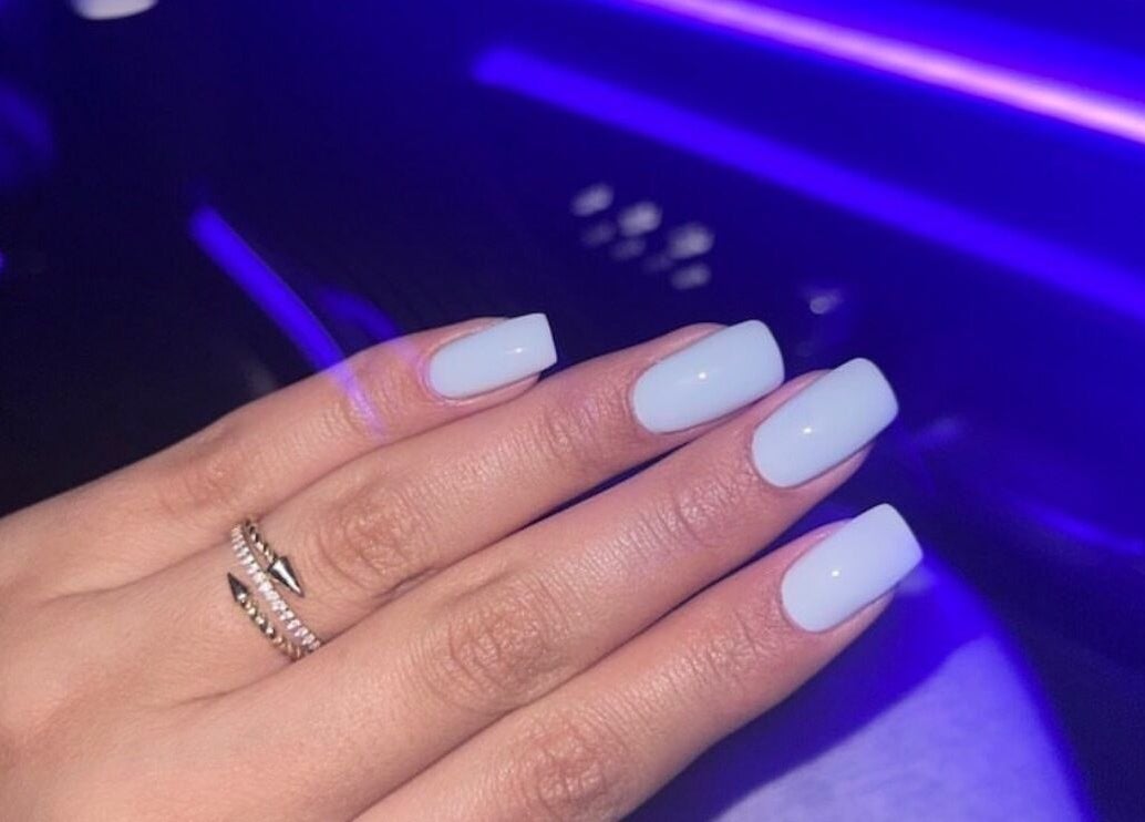 Elegant blue nail design from Nails by Ruzan in Glendale, California, US, showcasing style and creativity.