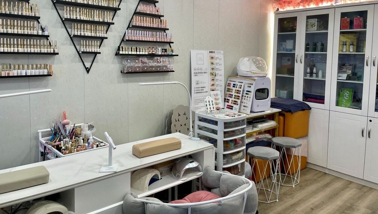 Chic nail care station at Lavon Beauty, Singapore, SG, with manicure tools and nail polish neatly displayed.