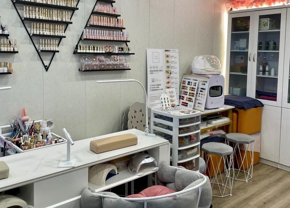 Chic nail care station at Lavon Beauty, Singapore, SG, with manicure tools and nail polish neatly displayed.