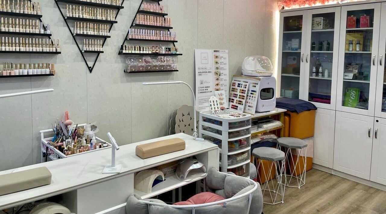 Chic nail care station at Lavon Beauty, Singapore, SG, with manicure tools and nail polish neatly displayed.