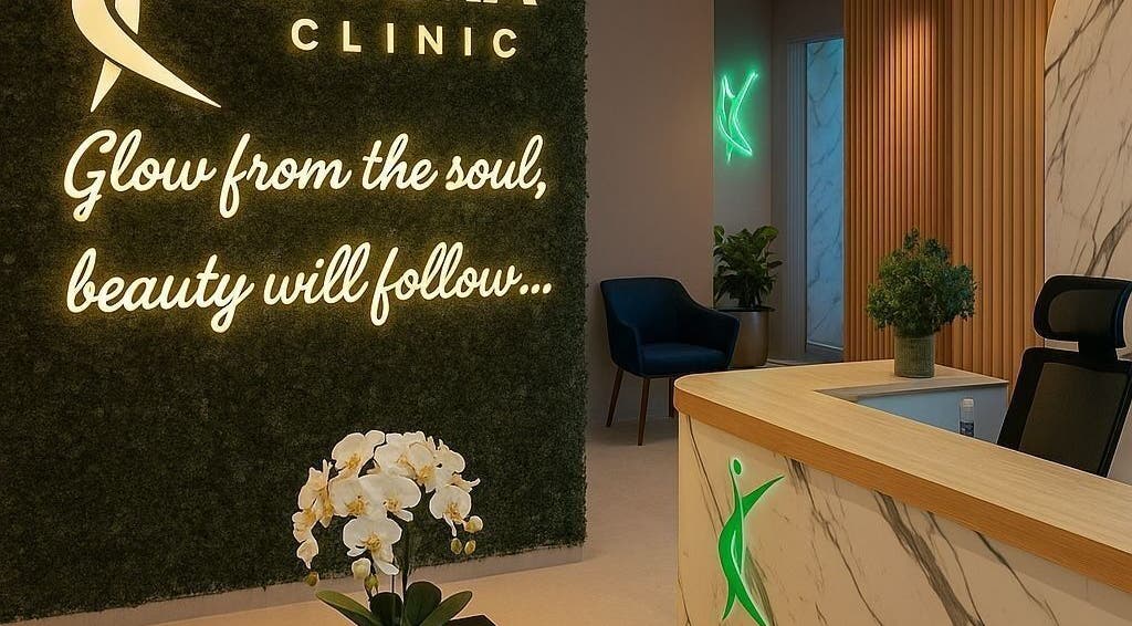 Livera Aesthetic Clinic's welcoming reception area in Dubai, AE with stylish design elements.