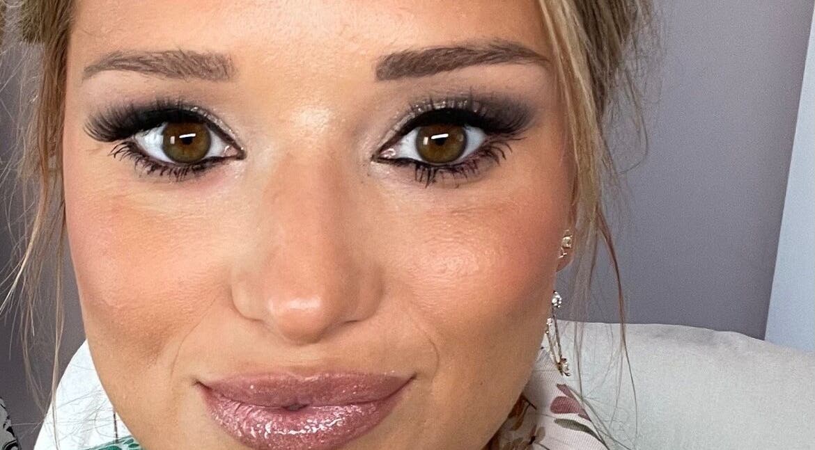 Close-up of a model's face with elegant makeup at E.p studio, Perth, Scotland, GB.