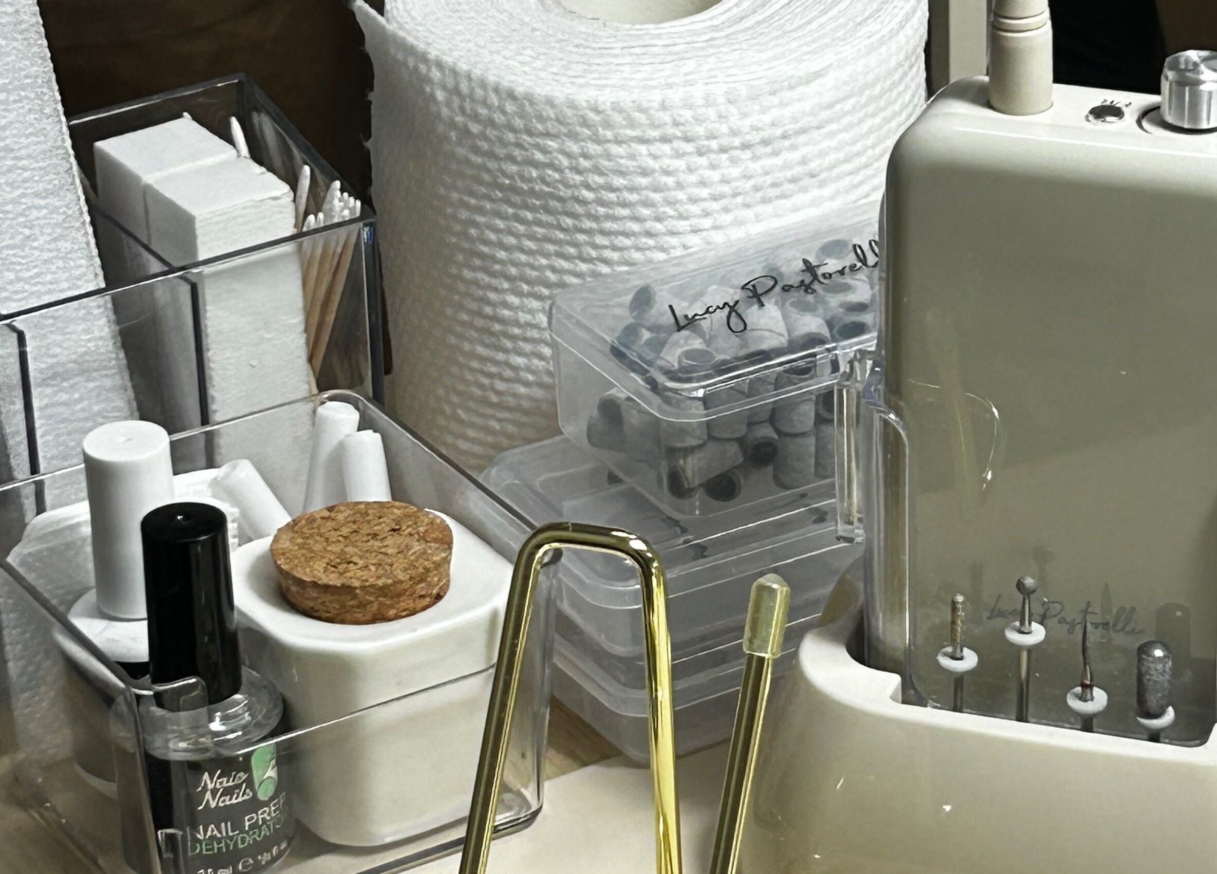 Nail care tools and supplies at glossi by kt, Blantyre, Scotland, GB, showcasing professional beauty equipment.