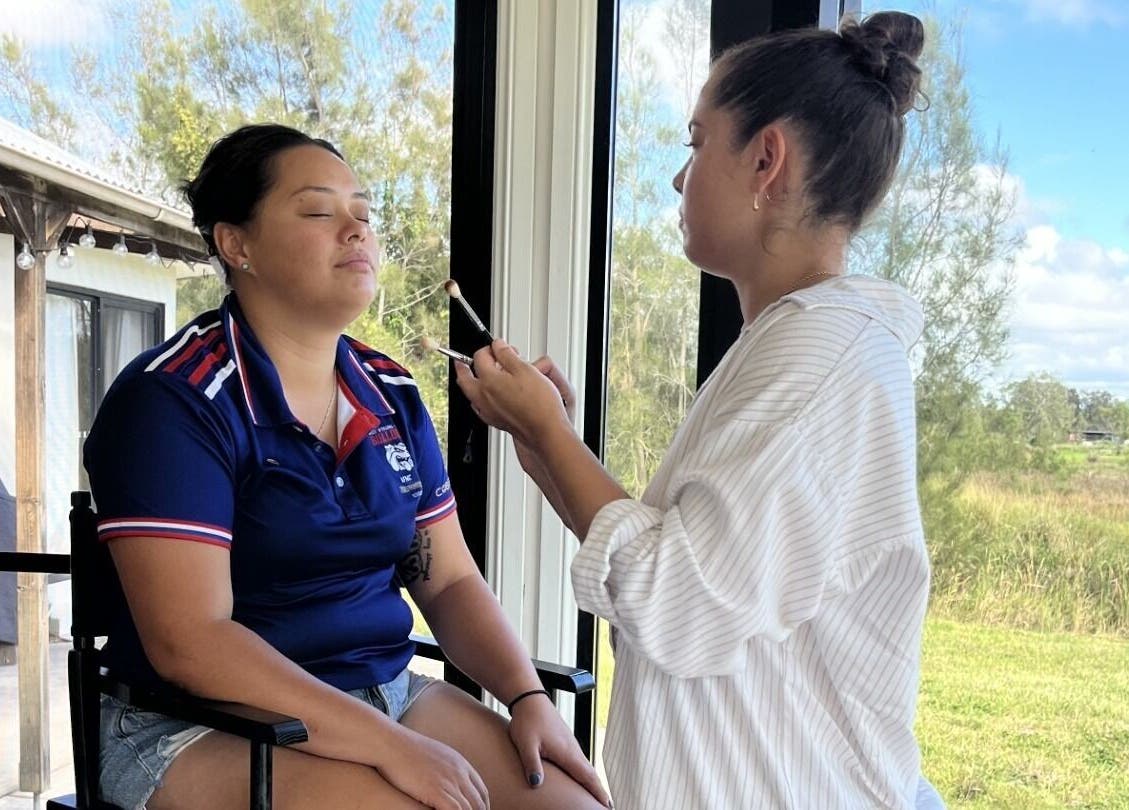 Makeup artist perfecting a look at Makeup By Laura Lebret, Toukley, New South Wales, AU.