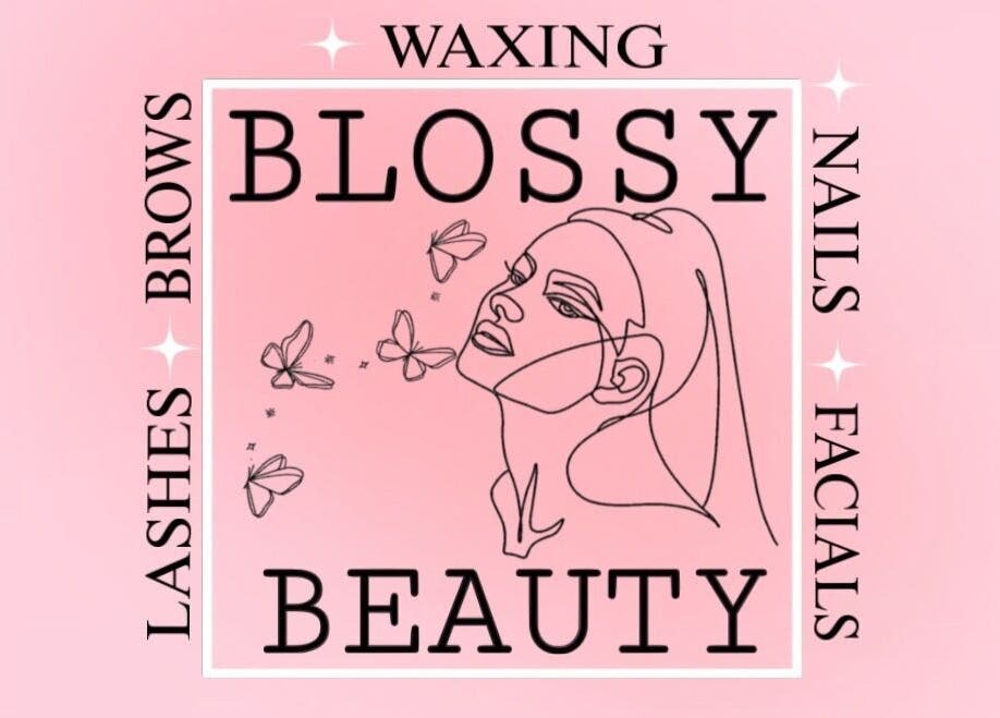 Elegant Blossy Beauty logo in Sungai Petani, Kedah, MY, featuring a line art face with butterflies.