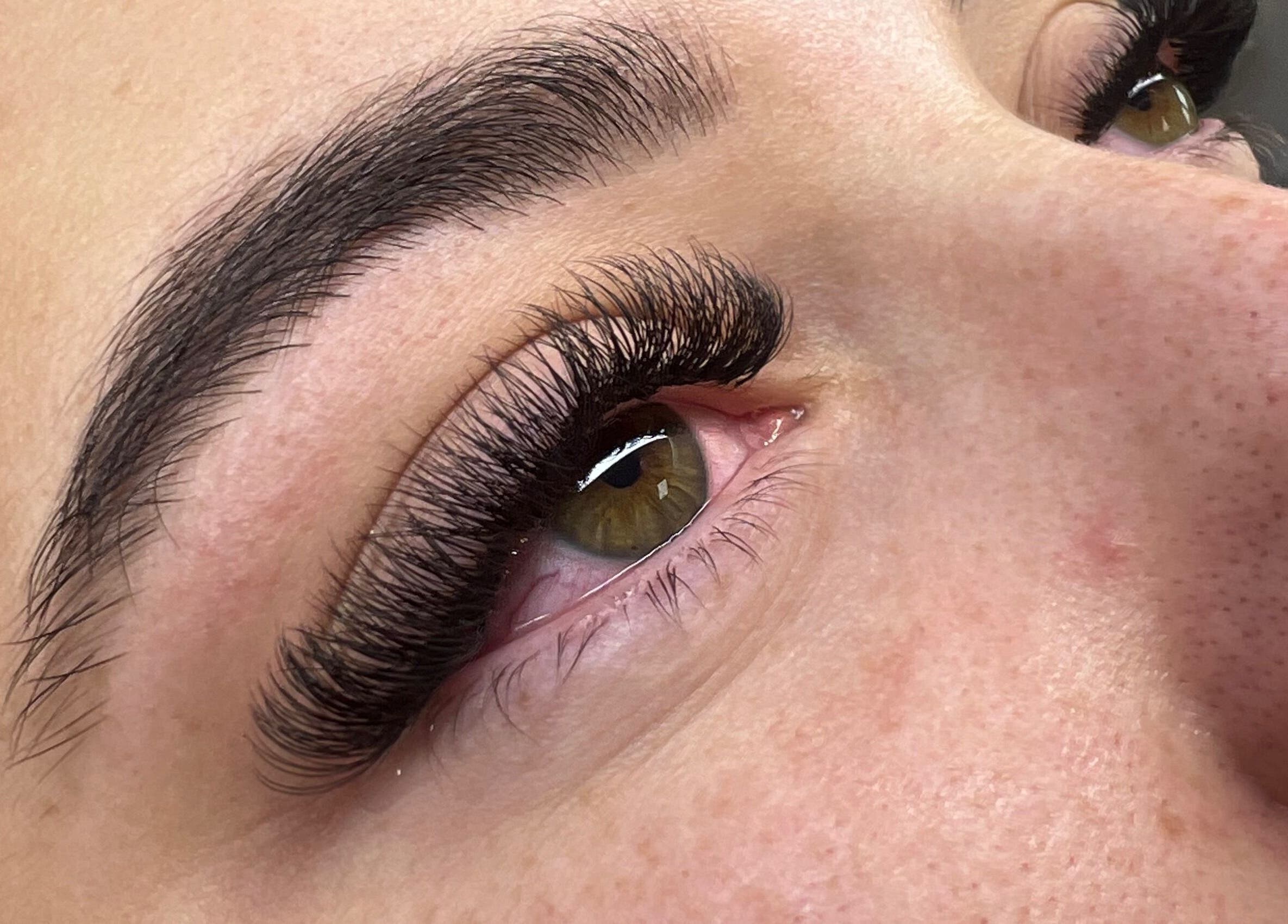 Close-up of luxurious eyelash extensions from Lashmelovely, Liverpool, England, GB.