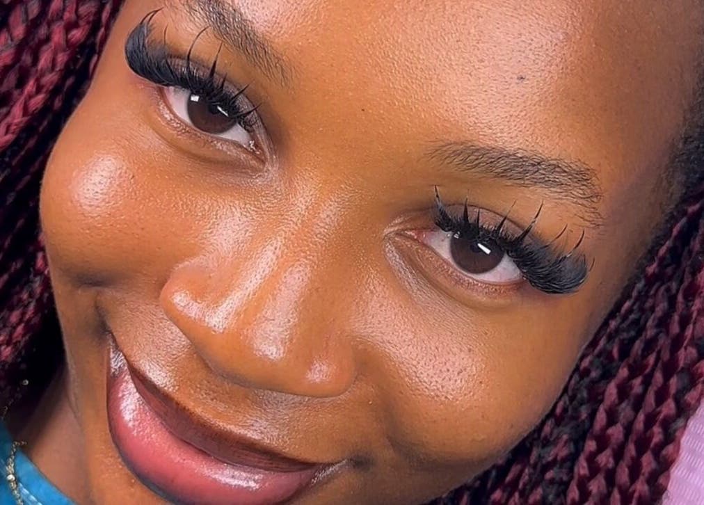Close-up of expertly done lashes at Getlashedby_d.a, Lagos, Lagos, NG. Perfectly styled, long eyelash extensions.