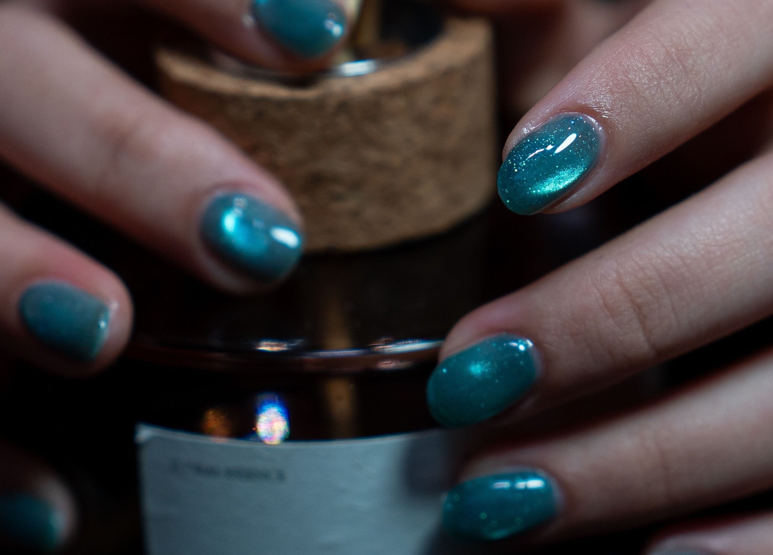 Aqua blue manicured nails showcasing stunning gloss at Last Quarter Nail, Melbourne, Victoria, AU.